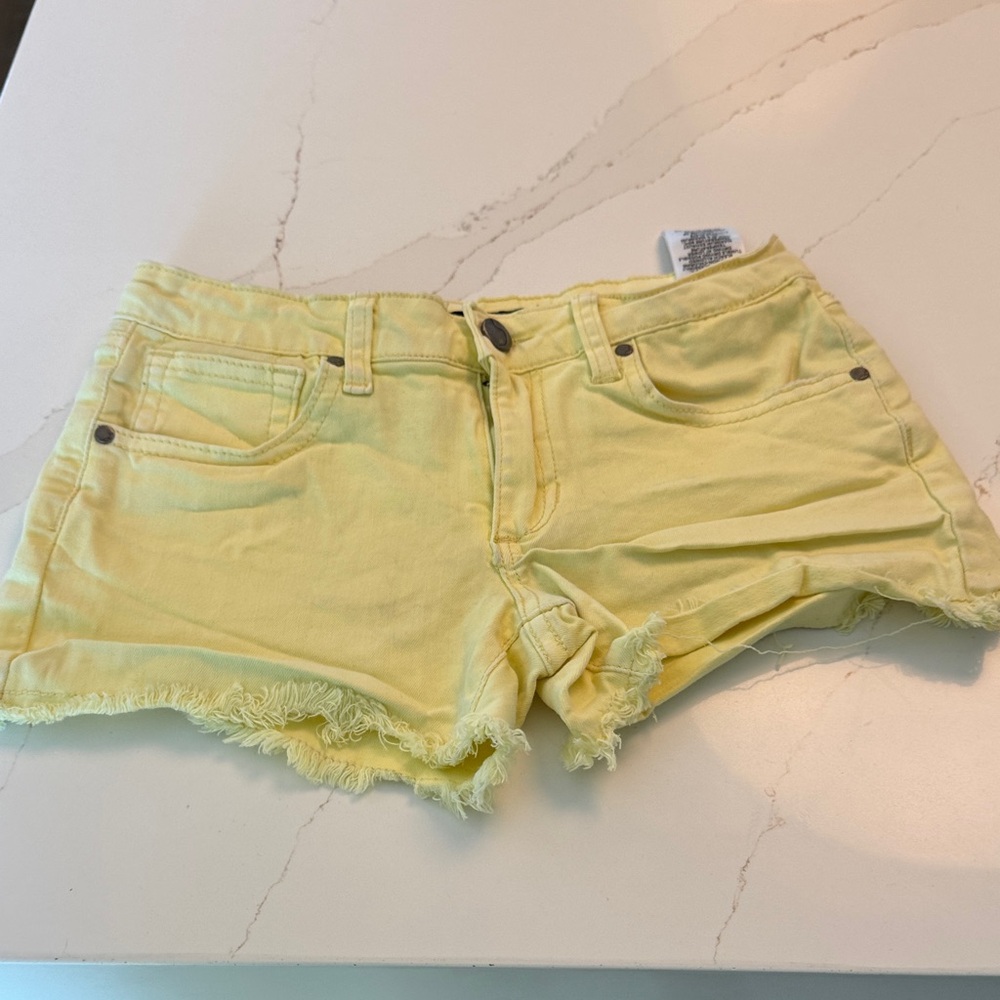 Joe's Jeans Yellow Frayed Hem Jean Shorts